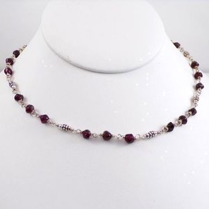 Silpada Sterling Silver Red Garnet Necklace Faceted Retired